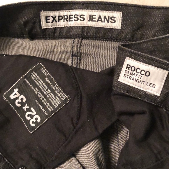 Express Men's Slim Fit Straight Leg 5 Pockets Black Jeans Size 32X34 - Picture 11 of 12